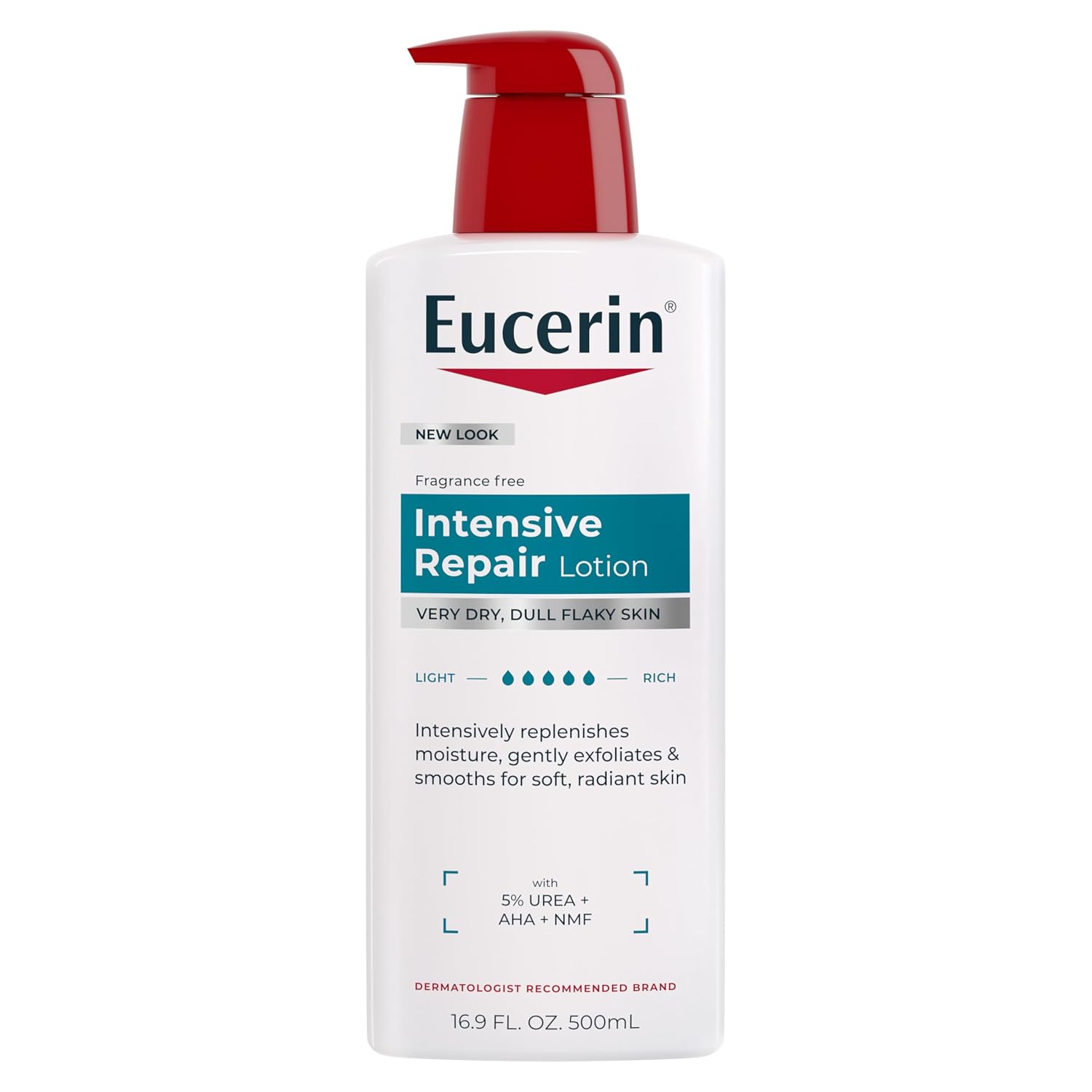Eucerin Intensive Repair Body Lotion for Dry, Flaky Skin, Urea Enriched Body Moisturizer, 16.9 FL OZ Pump Bottle