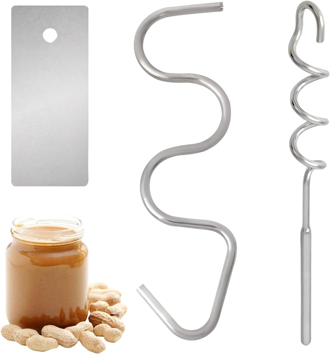 2 Pieces Stainless Steel Peanut Butter Stirrer Tool for Hand Mixers & Drills - Multipurpose Electric Peanut Butter Maker Machine with Lid - Nut Mixer & Better Spreader for Jar