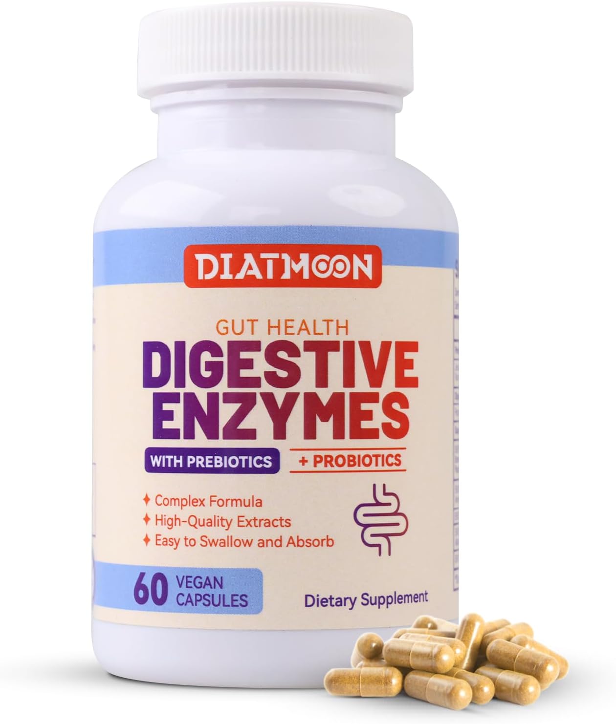 Digestive Enzymes with Probiotics and Prebiotics – Multi Enzymes for Better Digestion, Gut Health Support, 60 Count Capsules, Non-GMO, All-Natural, Vegetarian