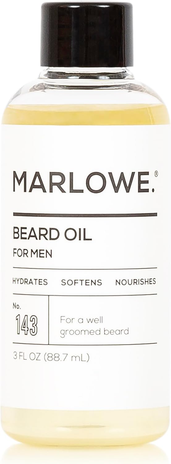 MARLOWE. Beard Oil Conditioner for Men No. 143 | Softer & Fuller Beard Care | Large 3oz Size | 100% Natural | Unscented Softener | Condition and Nourish Beard Health