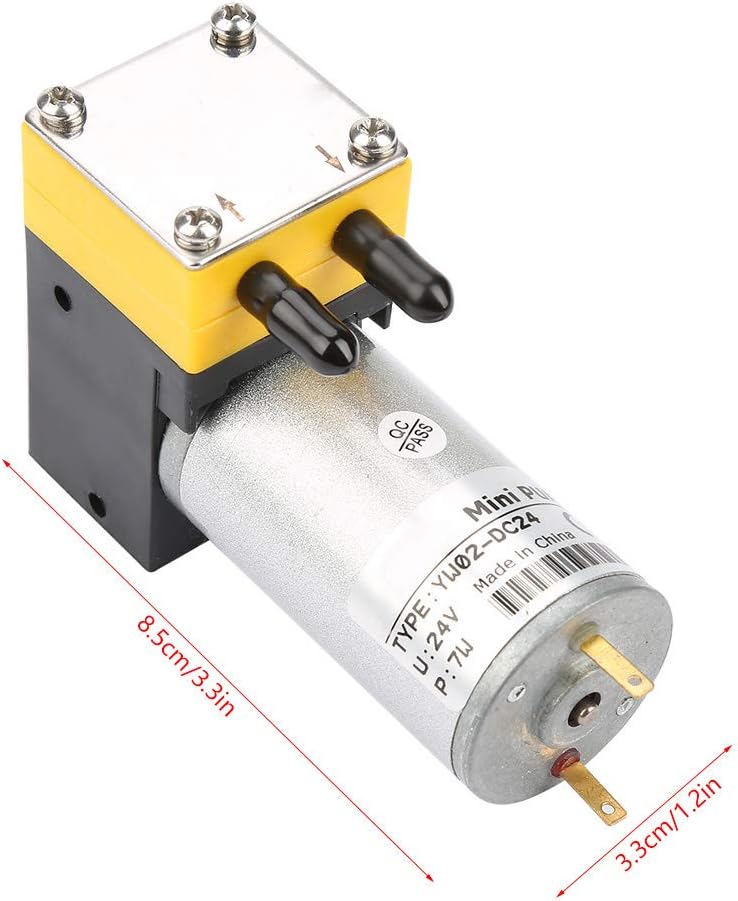 Hyuduo 24V 0.4-1L/min Miniature Electric DC Motor Air Pump Motor Diaphragm Vacuum Pump Vacuum Self Priming Mini Vacuum Pump Oxygen Circulate Air Pumping Motor for Air Liquid Equipment