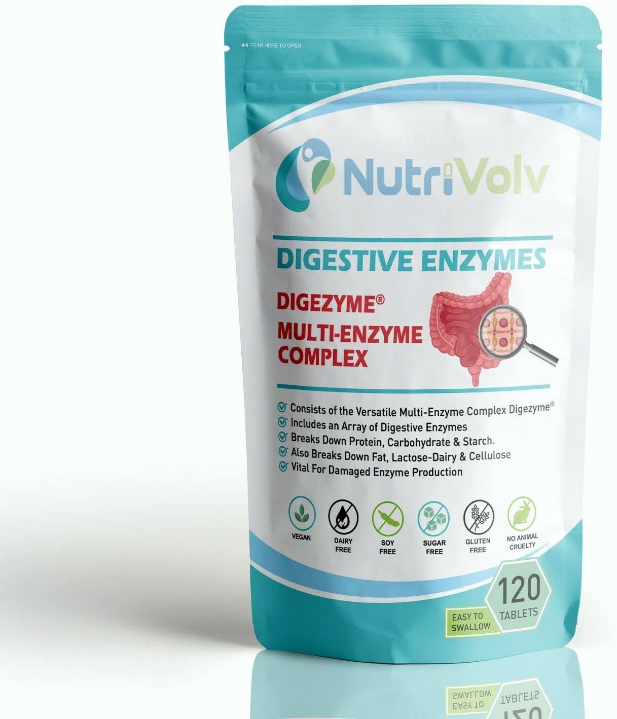Digestive Enzymes - 120 Tablets - DigeZyme® 50mg Digestion Amino Acid Gut Health