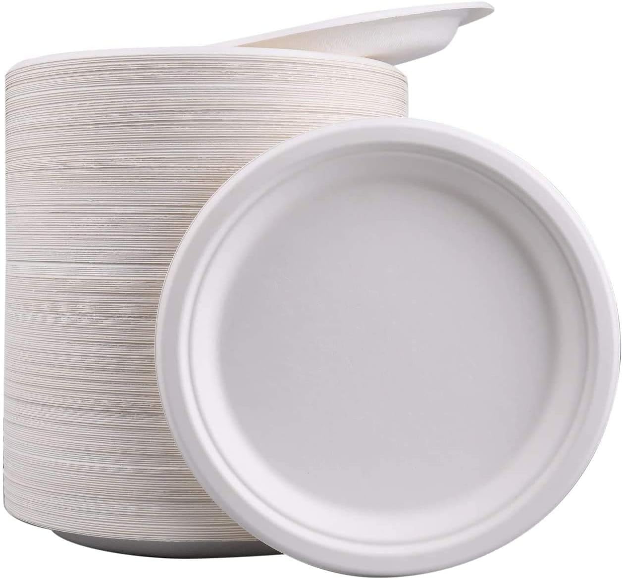 STRONG QUALITY ECO FRIENDLY LARGE DISPOSABLE PAPER PLATES Biodegradable Compostable Super Rigid Strong 23cm Dinner Plates ==> Pack of 50 ENVIORNMENT DISPOSABLE PLATES