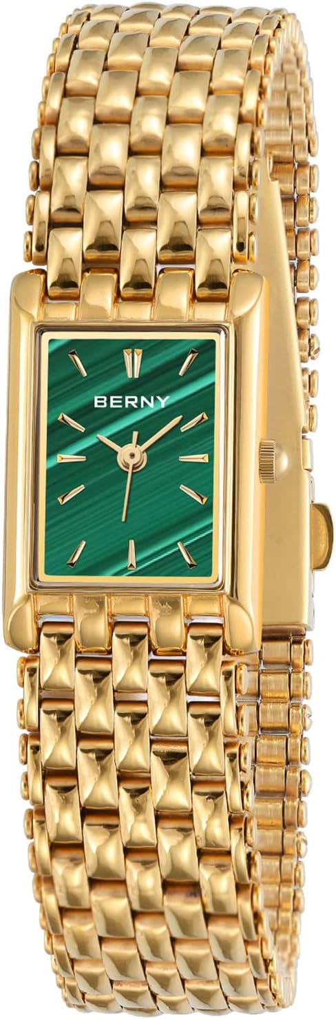 BERNY Gold Watches for Women Updated Ladies Quartz Wrist Watches Stainless Steel Band Womens Small Gold Watch Luxury Casual Fashion Bracelet Tools Included