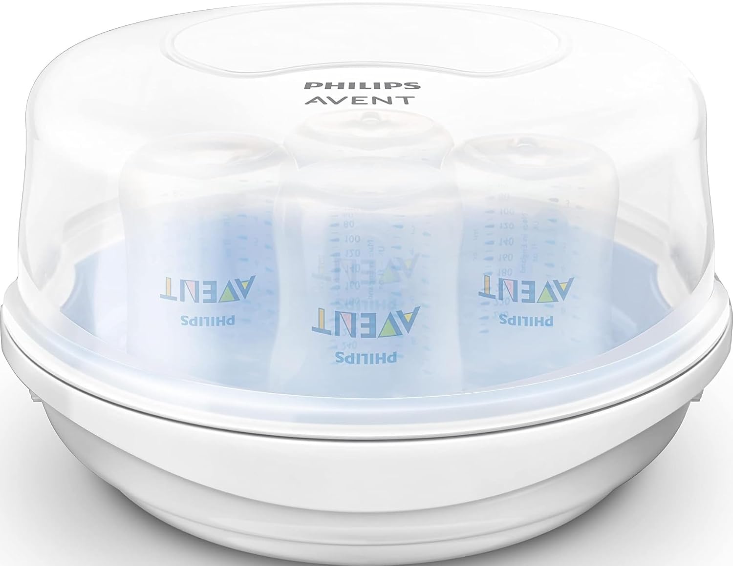Philips Avent Microwave Steam Baby Bottle Sterilizer, 4-Bottle Capacity | 99.9% Germ-Free, Sterilizes in 2 Minutes, BPA-Free, Travel-Friendly, Stays Sterile 24 Hrs, SCF281/05