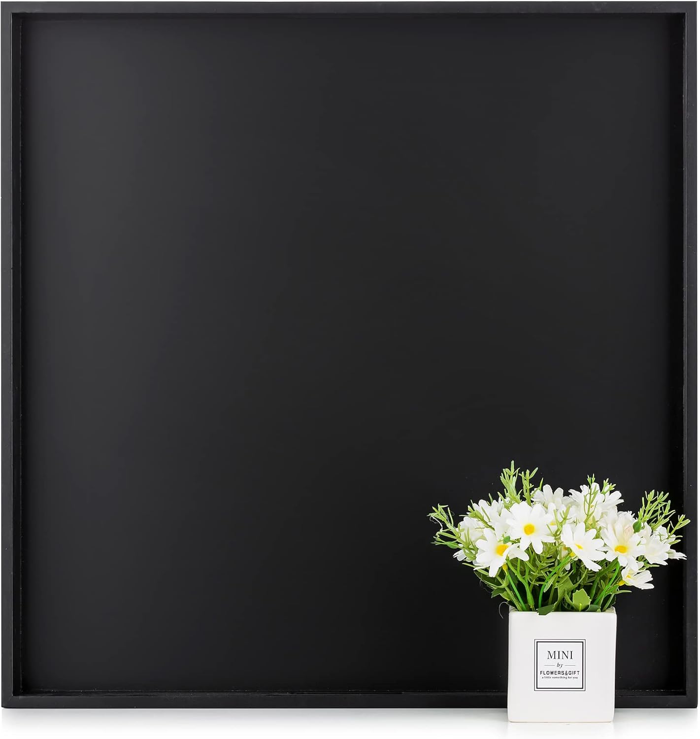 Hanobe Ottoman Tray for Living Room: Modern Extra Large Black Serving Decorative Trays with Cutout Handles for Coffee Table Home Decor, 20"
