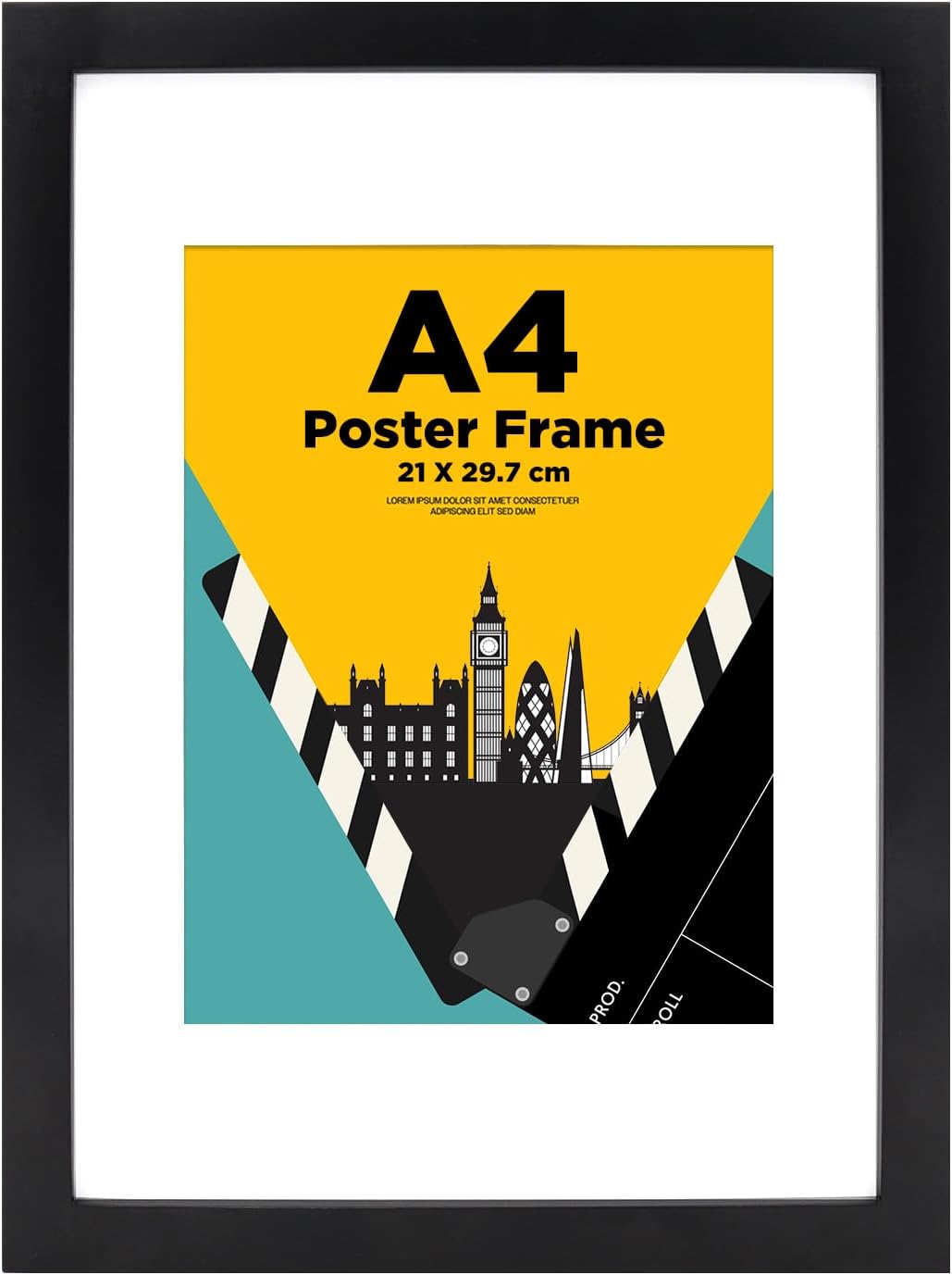 A4 Frame,100% Solid Wood Frame with A5 Mat, A4 Picture Frame,21x 29.7 Poster Frames with Acrylic Glass, 21cm x 29.7cm Certificate Frame for Table Top and Wall Mounting, Black