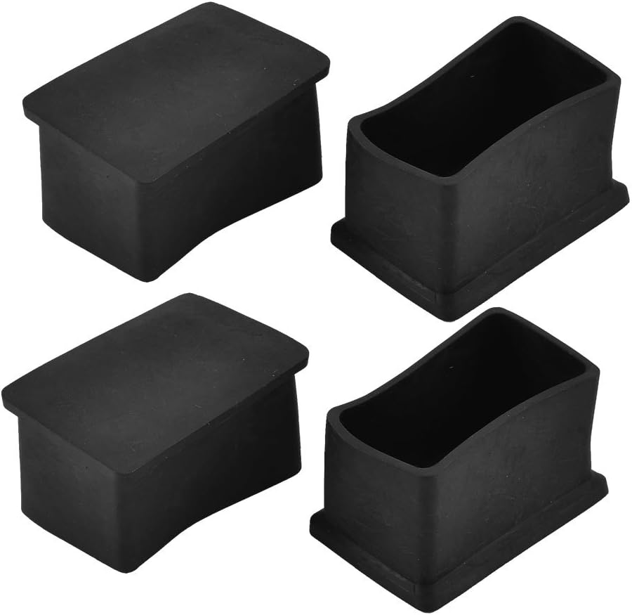 sourcing map Rubber Rectangle Chair Leg Caps End Pad Feet Cover Furniture Slider Floor Protector 50mm x 30mm 4pcs Black, Reduce Noise Prevent Scratch