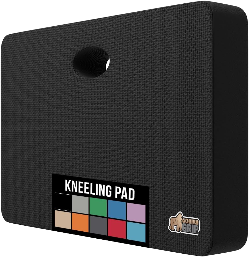 GORILLA GRIP Extra Thick Patent Pending Garden Kneeling Pad, 17.5 x 11 Inch Supportive Soft Foam Knee Cushioning for Gardening, Water Resistant, Bathing Baby Working Supplies, Lightweight, Black