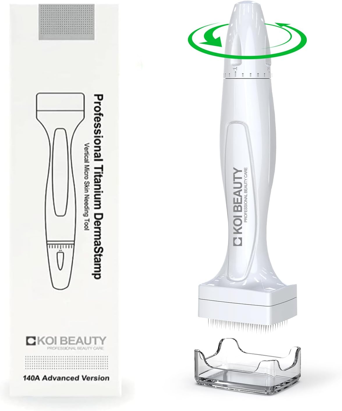 KOI BEAUTY Adjustable Derma Stamp, Professional Microneedling for Home, Dermastamp for Scalp Hair Beard Growth Face Body, Derma Roller & Microneedling Pen Alternative for Men Women