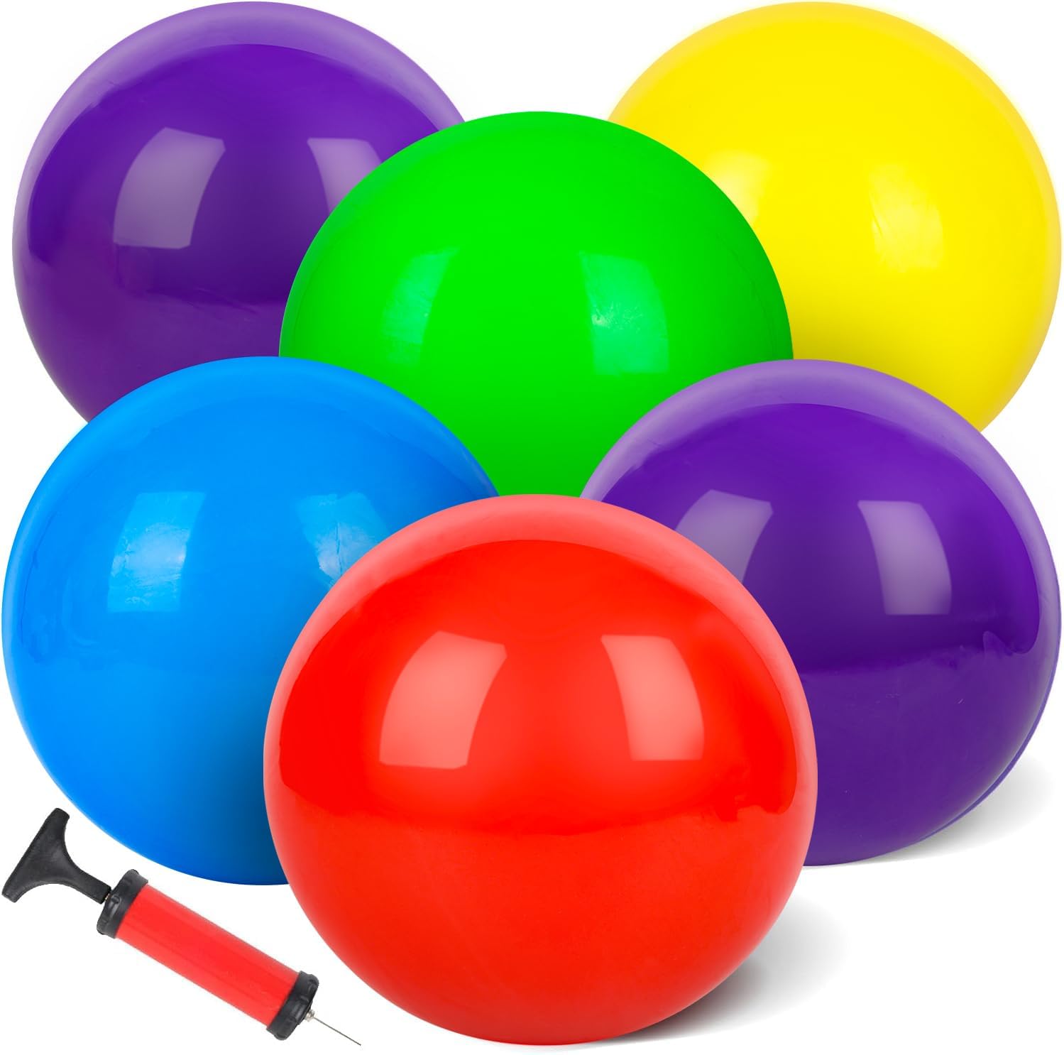 AMOR PRESENT 6PCS Playground Ball, 8.5 Inches Bouncing Kick Ball for Kids, Giant Rubber Dodgeballs with Hand Air Pump, for Indoor Outdoor