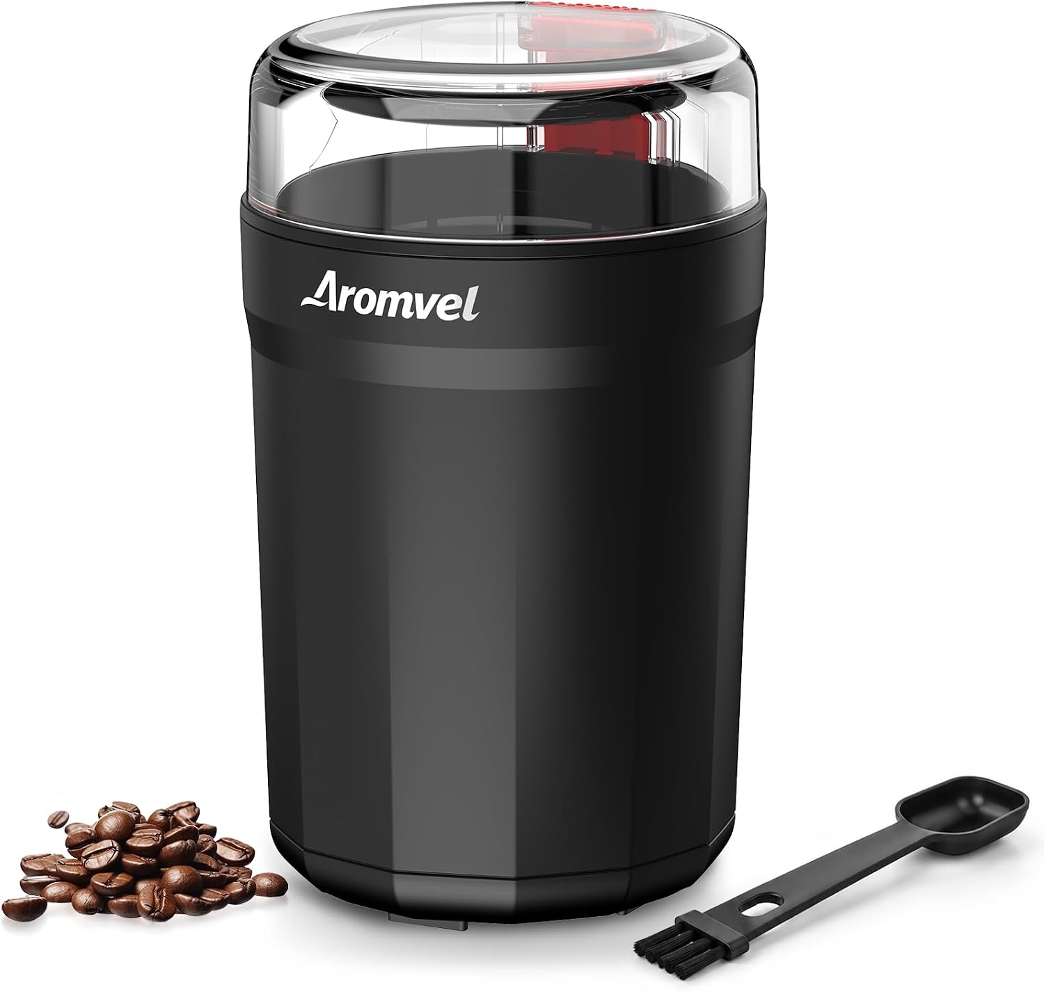Electric Coffee Grinder, 2-in-1 Cleaning Brush & Scoop, Safety Lid | One Touch Coffee Mill with Stainless Steel Blades, Adjustable Coarse to Fine for Coffee Beans, Spice & Dry Grinding