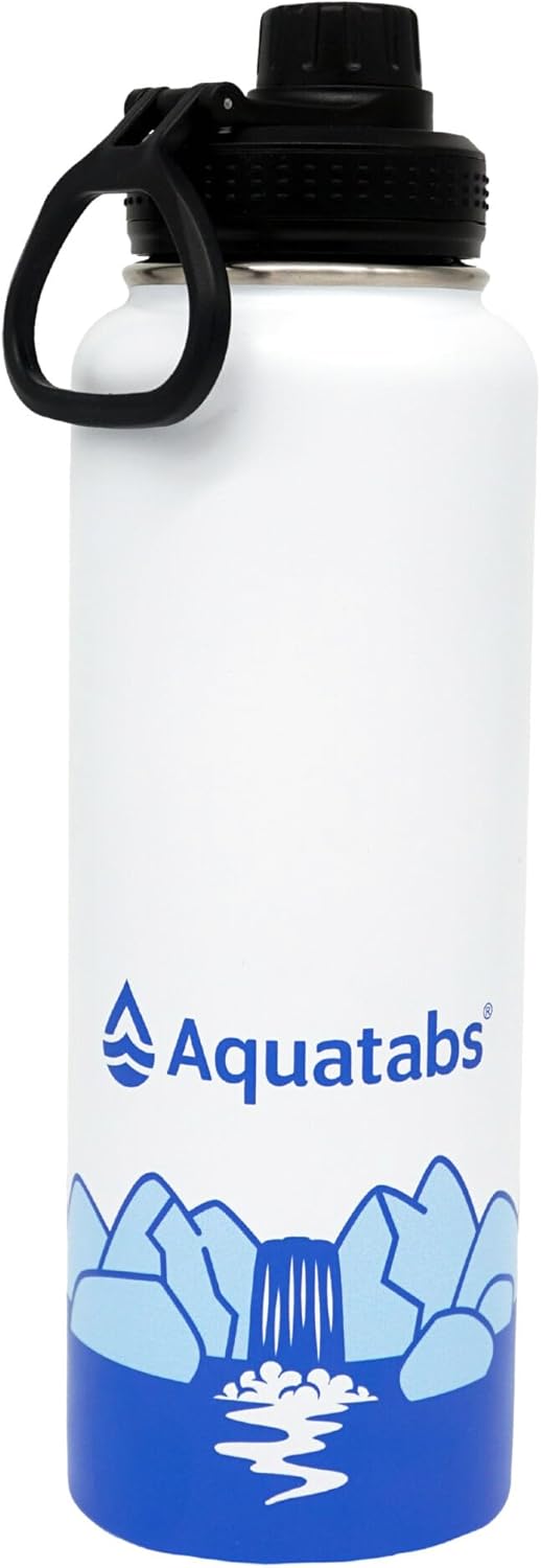 Aquatabs Insulated Stainless Steel 40 oz Water Purifier Water Bottle - BPA Free Bottle