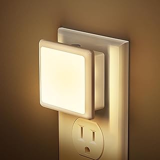 JandCase Night Lights Plug into Wall 2 Pack, Plug in Night Light with Dusk-to-Dawn Light Sensor, 3000K Soft White 0.3W, LED Nightlight for Bathroom, Adult, Hallway