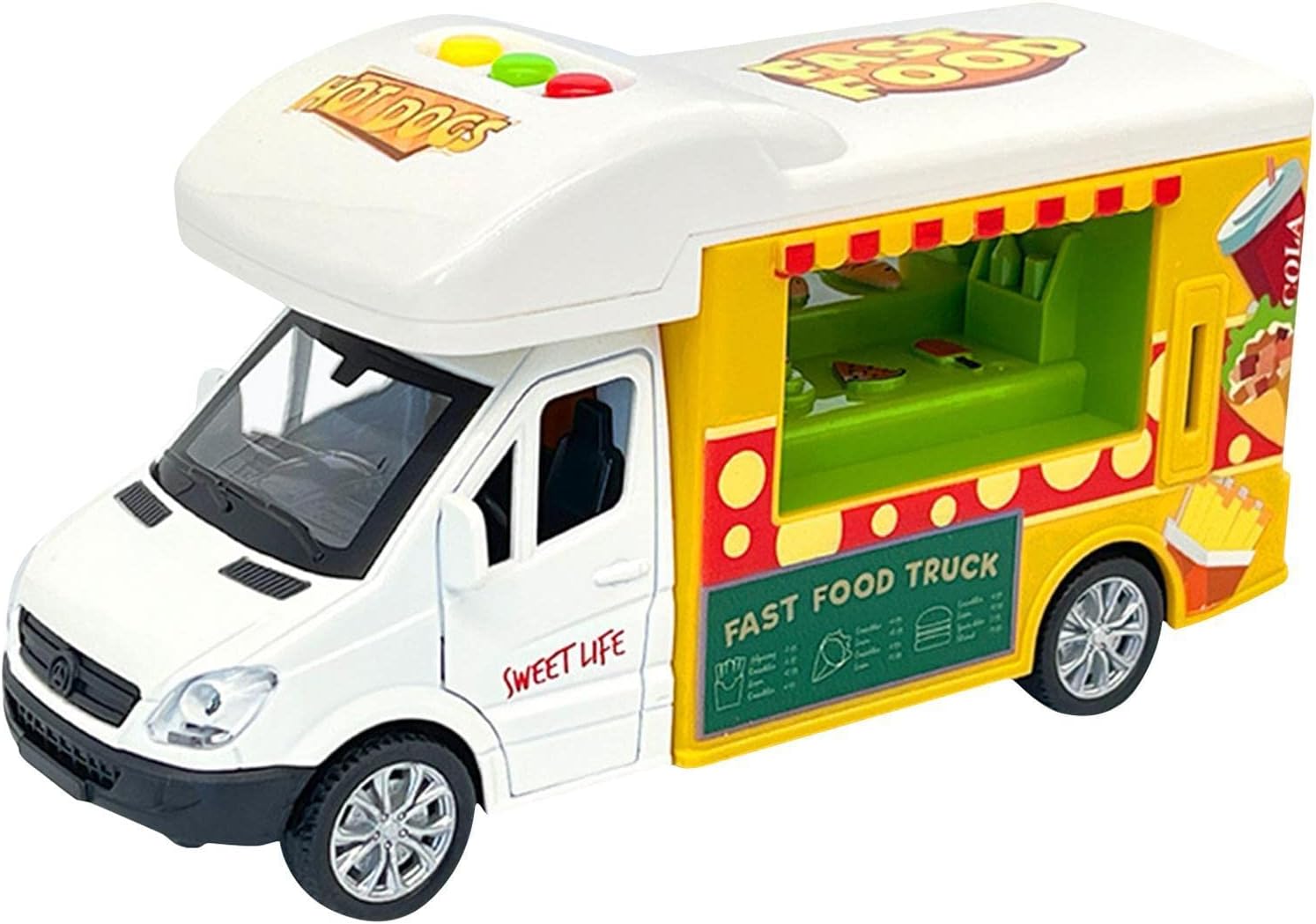 LOXE Ice Cream Truck Toy, Learning Servin Up Fun Food Car for Kids, Play Food Truck with Children for Boys, Girls