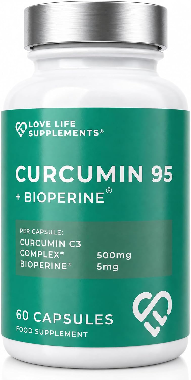 Curcumin 95 + Bioperine®, 95% Curcuminoids 500mg, 60 Turmeric Capsules