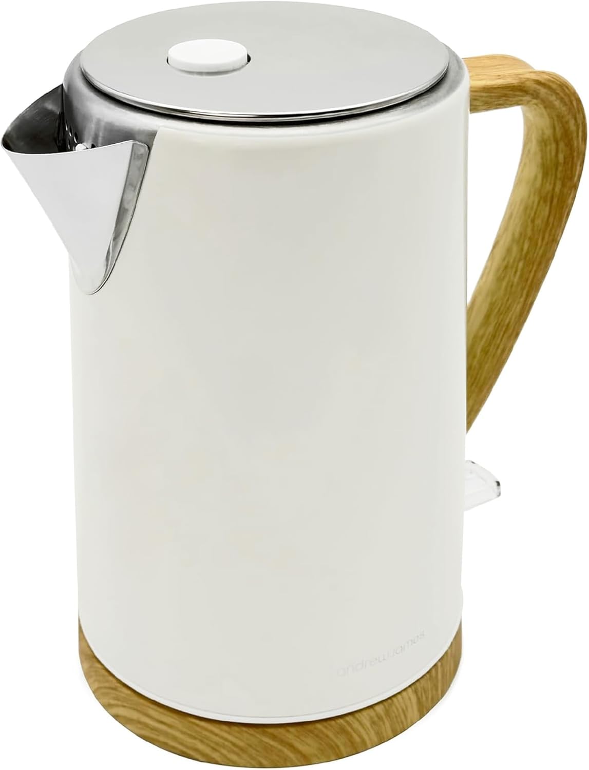 Andrew James Fast Boil Kettle - Quiet Electric Kettle, Ivory Colour with Wood Effect Base & Trim, Rapid Boiling with Auto Shut Off for Tea & Coffee, Ideal Quiet Boil Kettle for Home or Office