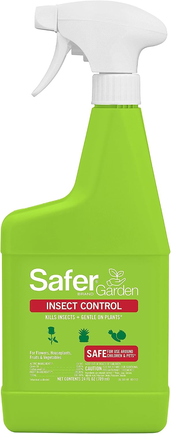 Safer Brand Garden SG5110 Insect Control and Killer Spray – Kills Aphids Beetles, Boxelder Bugs, Caterpillars, Earwigs, Spider Mites, Stink Bugs & More – Natural Oils Gentle on Plants – 24 fl oz