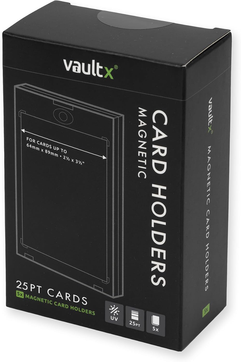 Vault X 25pt Magnetic Card Holders (5 Pack) One Touch Clear Cases for TCG