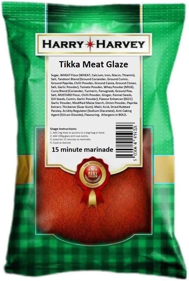 Harry Harvey Tikka Meat Glaze 200g Seasoing Rub Marinade for Chicken, Pork, Beef, Fish, Butchers and Takewaway Kebab and BBQ Style Flavours & Spice