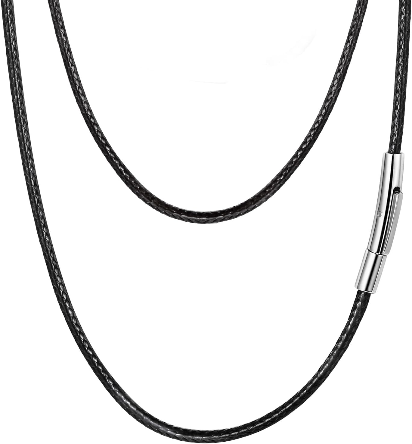 PROSTEEL Mens Leather Necklace Cord - 2mm/3mm Width Braided Waxed Waterproof Rope Chain for Pendant with 316L Stainless Steel Clasp, 16"-30" Inches Length (with Gift Box)