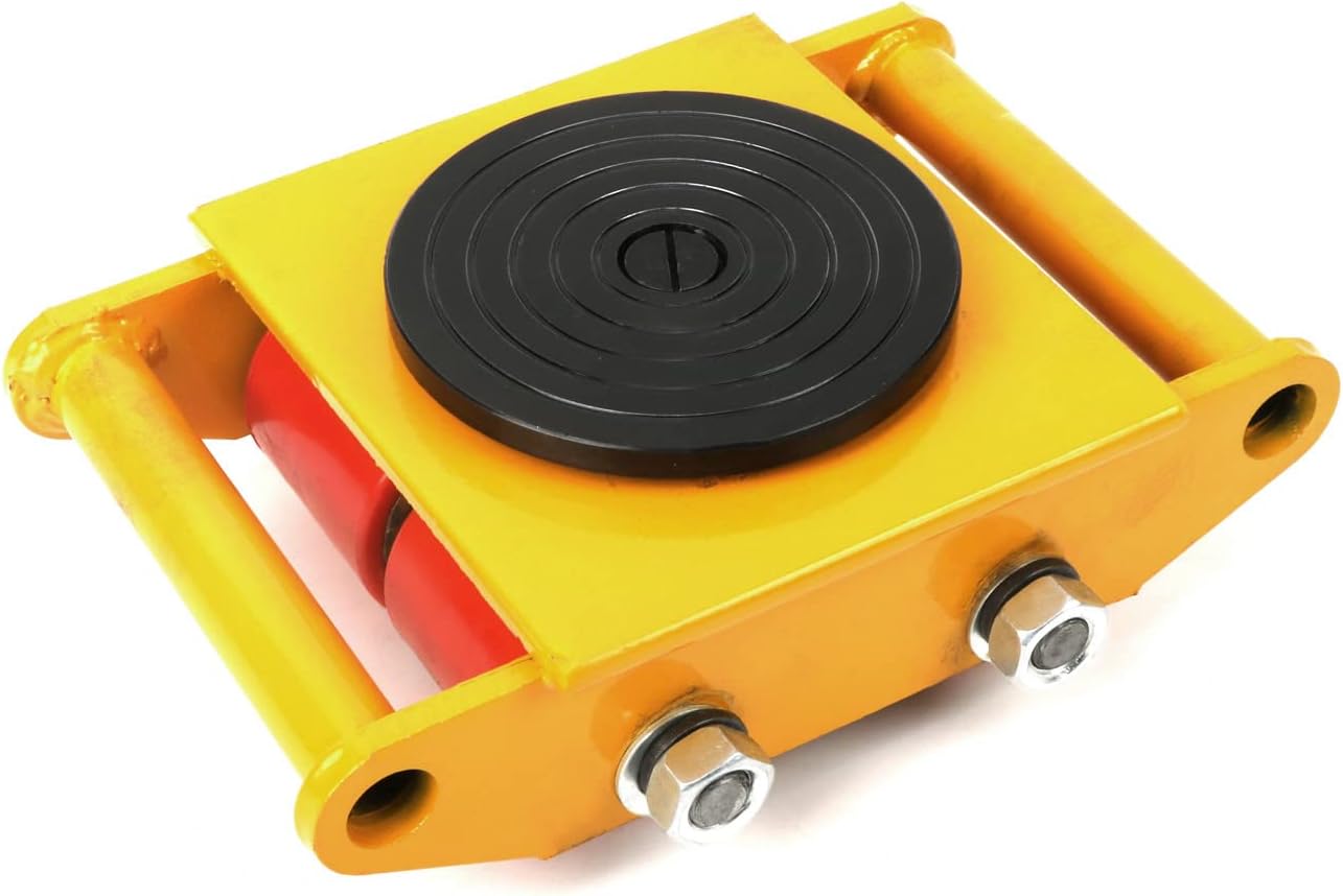 6T Industrial Machinery Mover 13200LBS Heavy Duty Machinery Skate Dolly Machinery Moving Skate with 360°Rotation Cap and 4 Rollers for Industrial Moving Equipment - Yellow