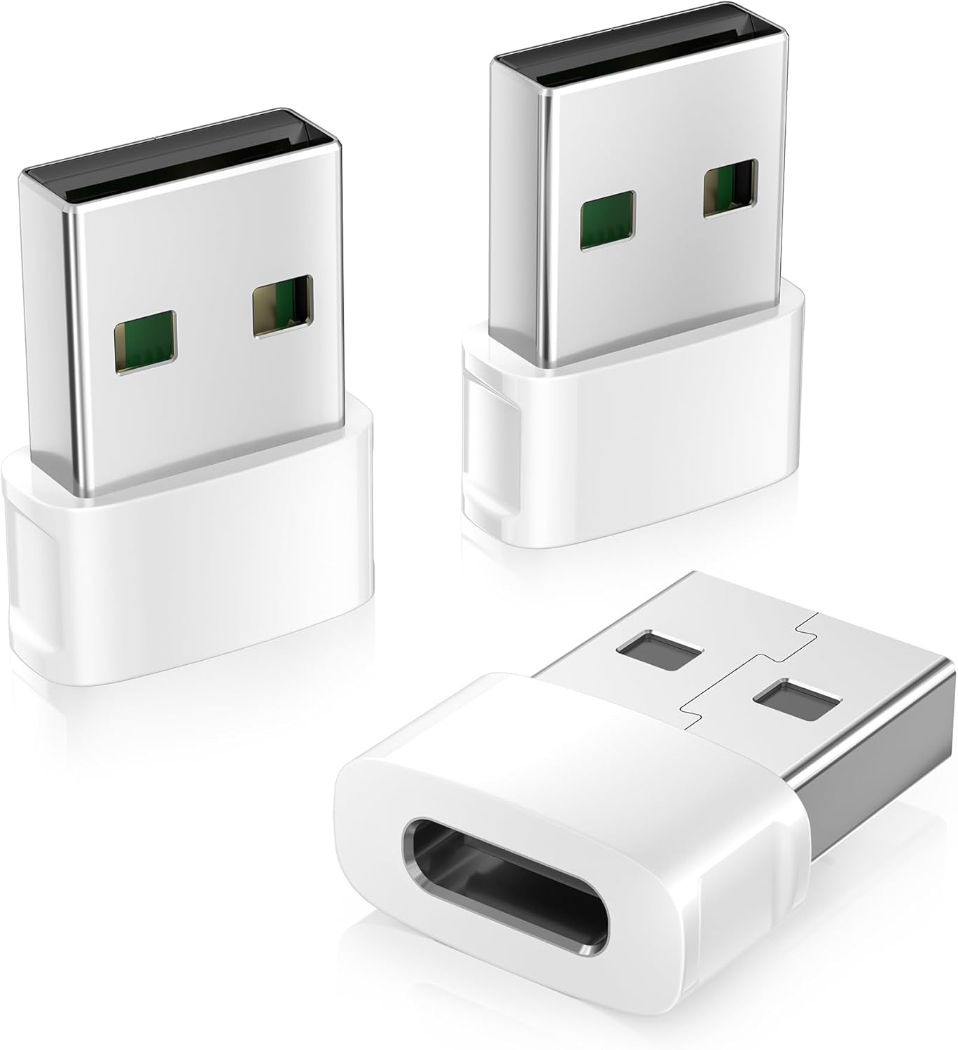 BASESAILOR USB to USB C Adapter 3Pack,iPhone 17 Air 16 Car Charger Plug,Type C Female to USBA Male Block Converter for New Apple 16e 15 14 Pro Max Plus,Airpod 4/Pro 3,iPad Mini 7,iWatch 11,Galaxy S25