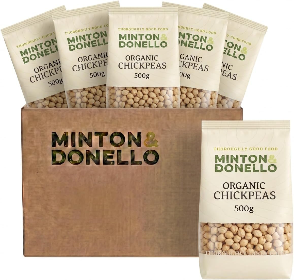 Minton & Donello - Organic Chickpeas, High in Protein & Fibre, Versatile Pantry Staple, 6 x 500g