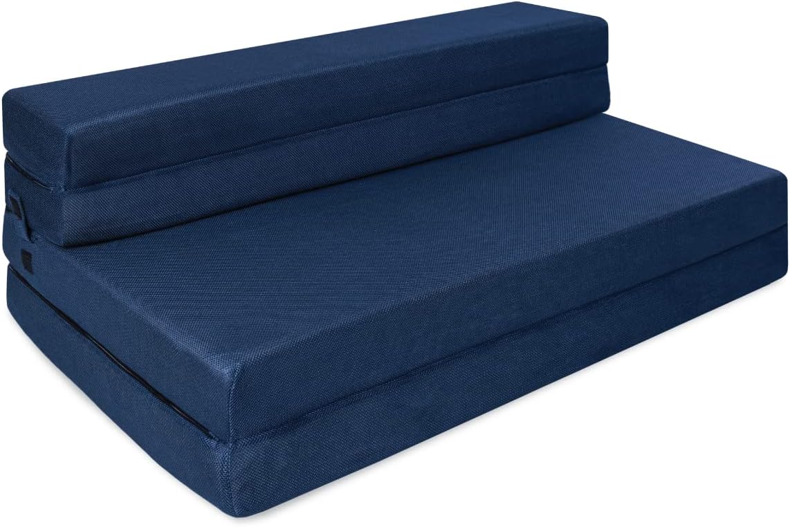 Milliard Trifold Mattress and Sofa Bed for Living Room, Sleeping, Camping | Twin XL Size, Folding Chair Bed with Washable Cover, Floor Couch for Adults, Convertible Sleeper Chair