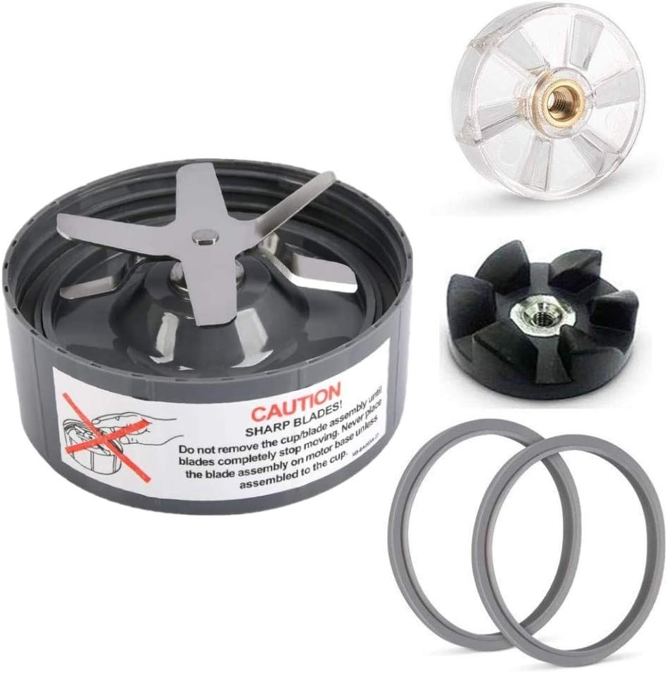 LATERN Replacement Extractor Blade Stainless Steel Blade Base Juicer Accessories Part Fits for 600/900W NutriBullet Blender (with Blade Gear, Base Gear, Silicone Gasket)