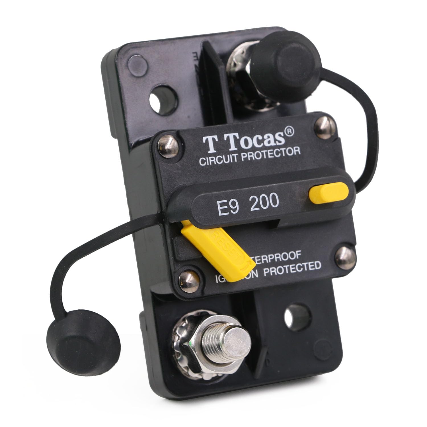 3/8" Studs 200 Amp Circuit Breaker with Manual Reset for Automotive RV Marine Car Audio Solar Battery System 12V - 48V DC | Waterproof IP67,Surface Mount, 200A