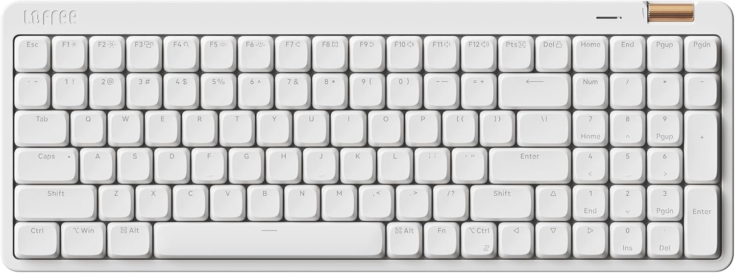 Flow Lite100 Keys Low Profile Mechanical Keyboard, Swappable Rechargeable Wireless Keyboard with 2.4G Receiver, Bluetooth and Wired Connection for Windows,Mac/ Linear Switches(Off-White)US-Layout