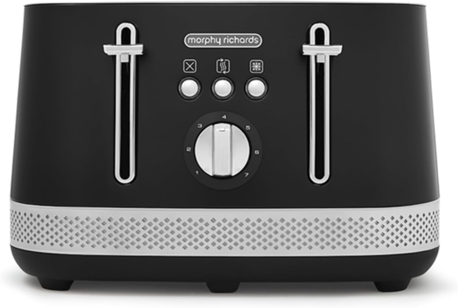 Morphy Richards Illumination 4 Slice Toaster, 7 Toast Settings, Browning Controls, Variable Width Slots, Auto Pop-up, Removeable Crumb Tray, Cord Storage, 1500W, Black, 248020