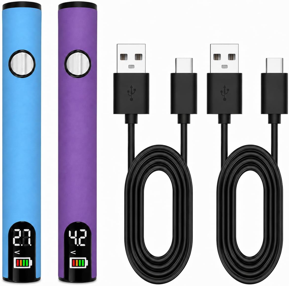 2 Pack Portable Cordless Soldering Iron Pen, 510 Threaded Soldering Tools with LED Display,3-Level Temperature Control 200–450°C,650mAh Solder Iron for Electronics Repair, DIY(Blue & Purple)