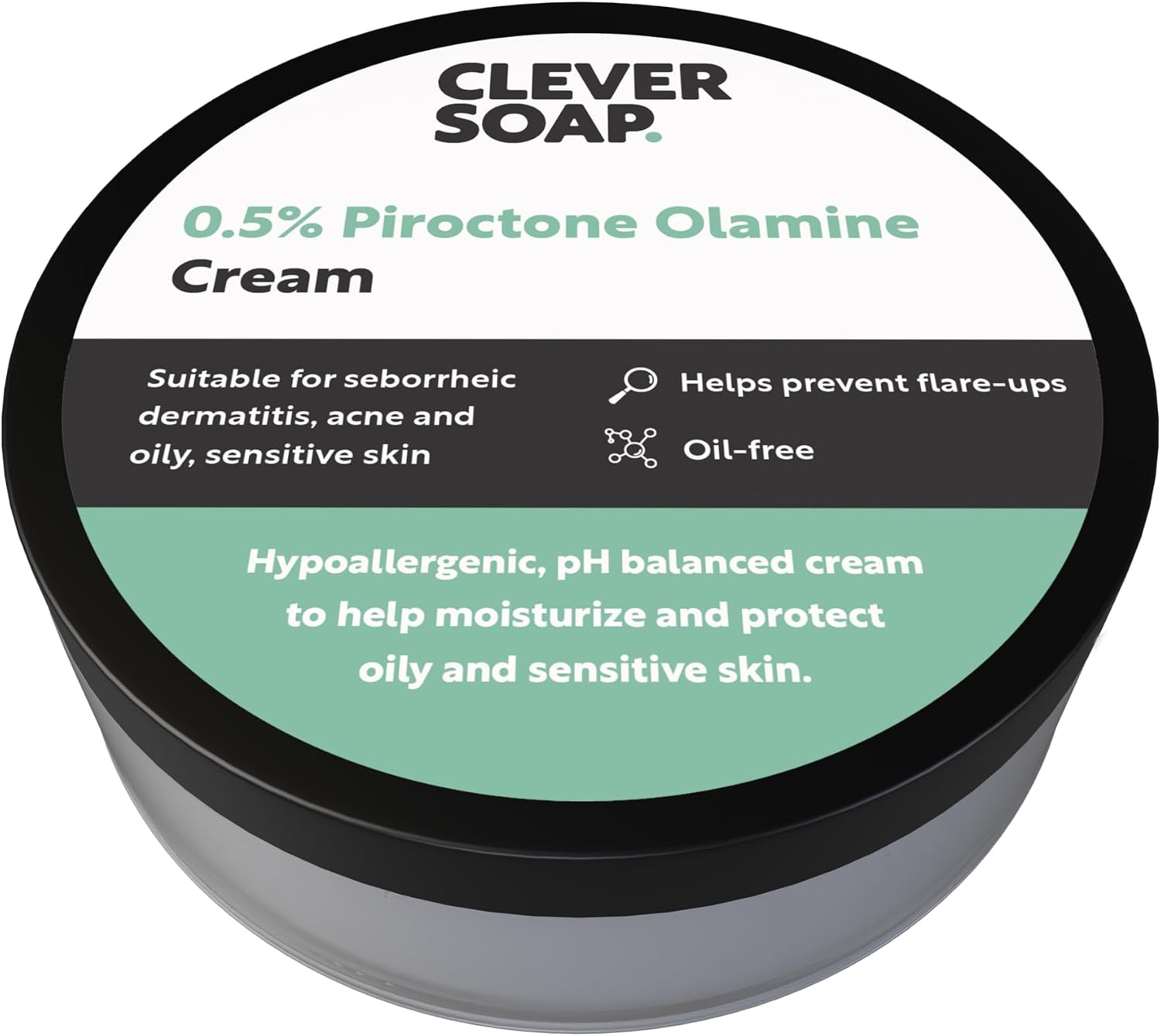 Clever Soap 0.5% Piroctone Olamine Face & Body Cream - Helps Prevent Flare-Ups - Suitable For Seborrheic Dermatitis, Psoriasis, Acne, Dry & Oily, Sensitive Skin - Fragrance & Oil Free, For Men & Women