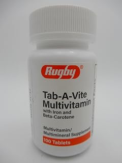 Rugby Tab-A-Vite Multivitamin with Iron and Beta-Carotene Multivitamin/Mineral Supplement - 100 Tablets