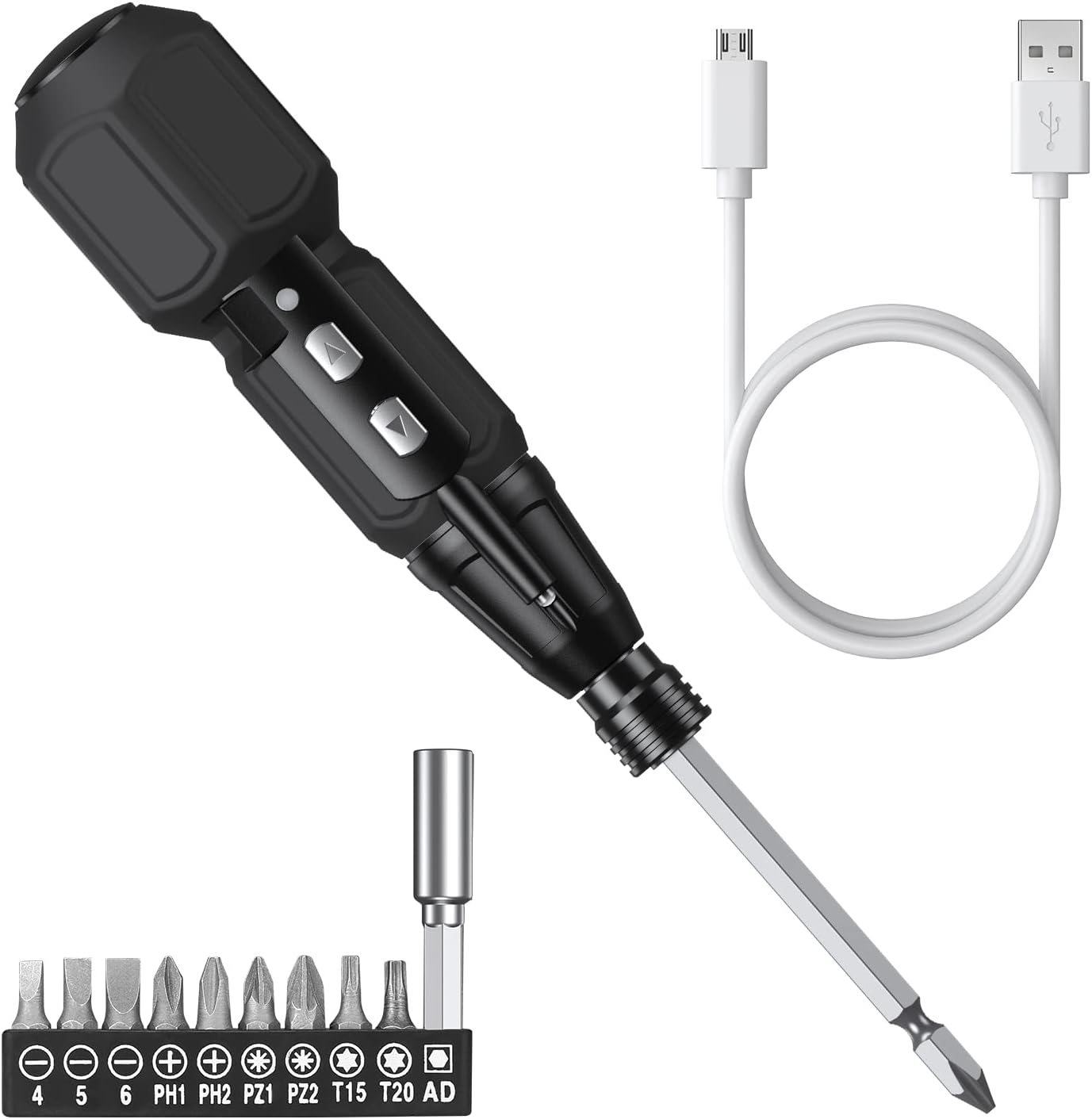 AMIR Electric Screwdriver Cordless, Rechargeable Power Screwdrivers Set, Portable Automatic Home Repair Tool Kit with LED Lights and USB Cable