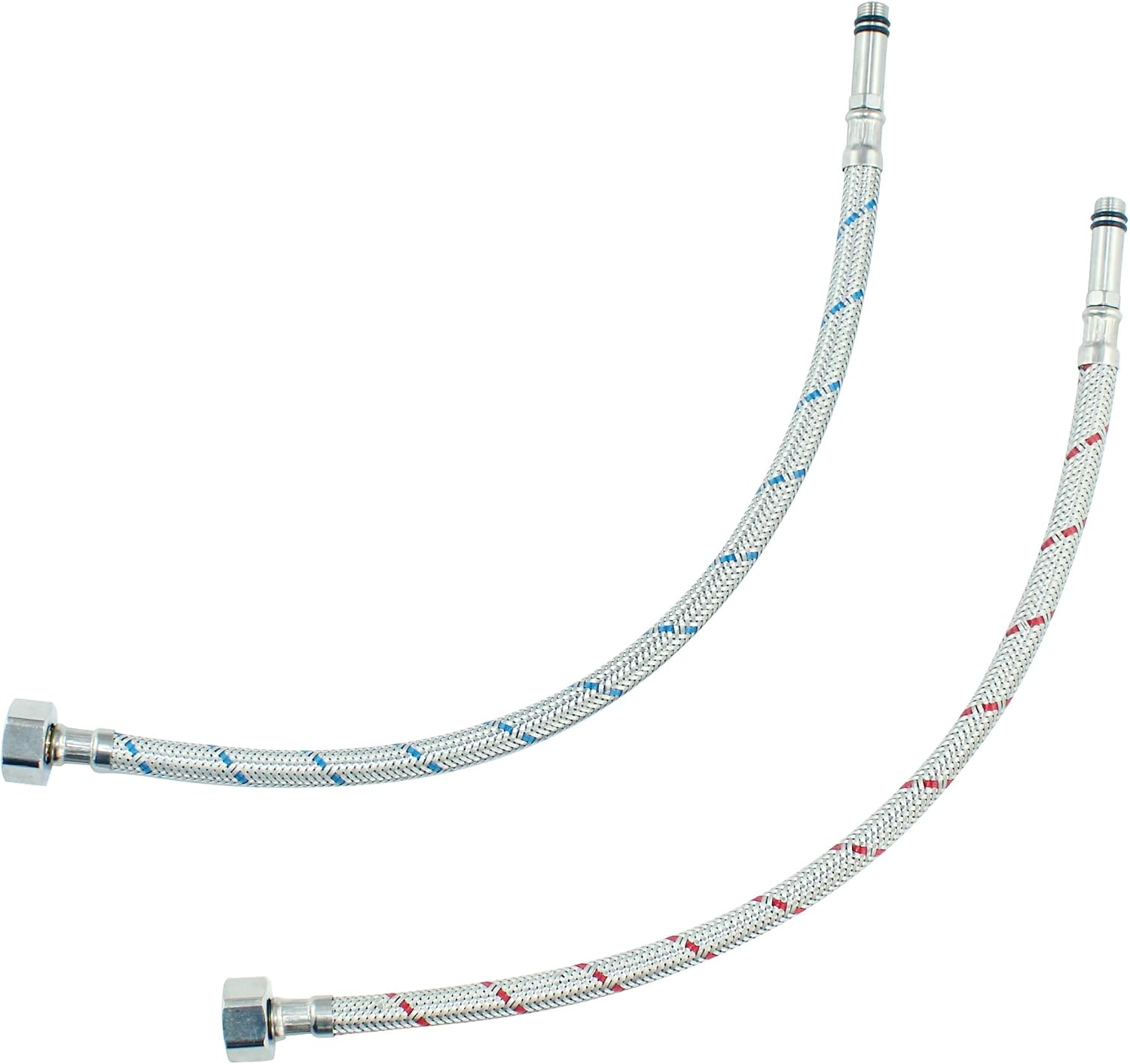 Flexible Tap Connectors Tap Tails M10 (10mm) x 1/2" Fitting 40cm Long Flexible Pipe for Monobloc Mixer Tap Pair of Stainless Steel Braided Water Supply Hose (2 Pcs)
