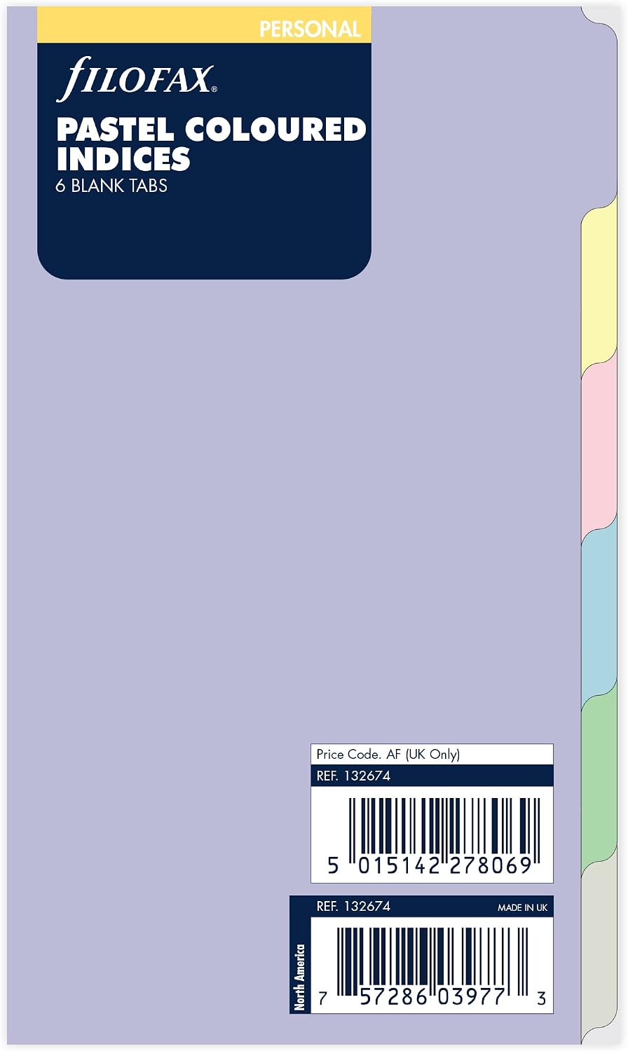 Personal Pastel 6 blank tabs index