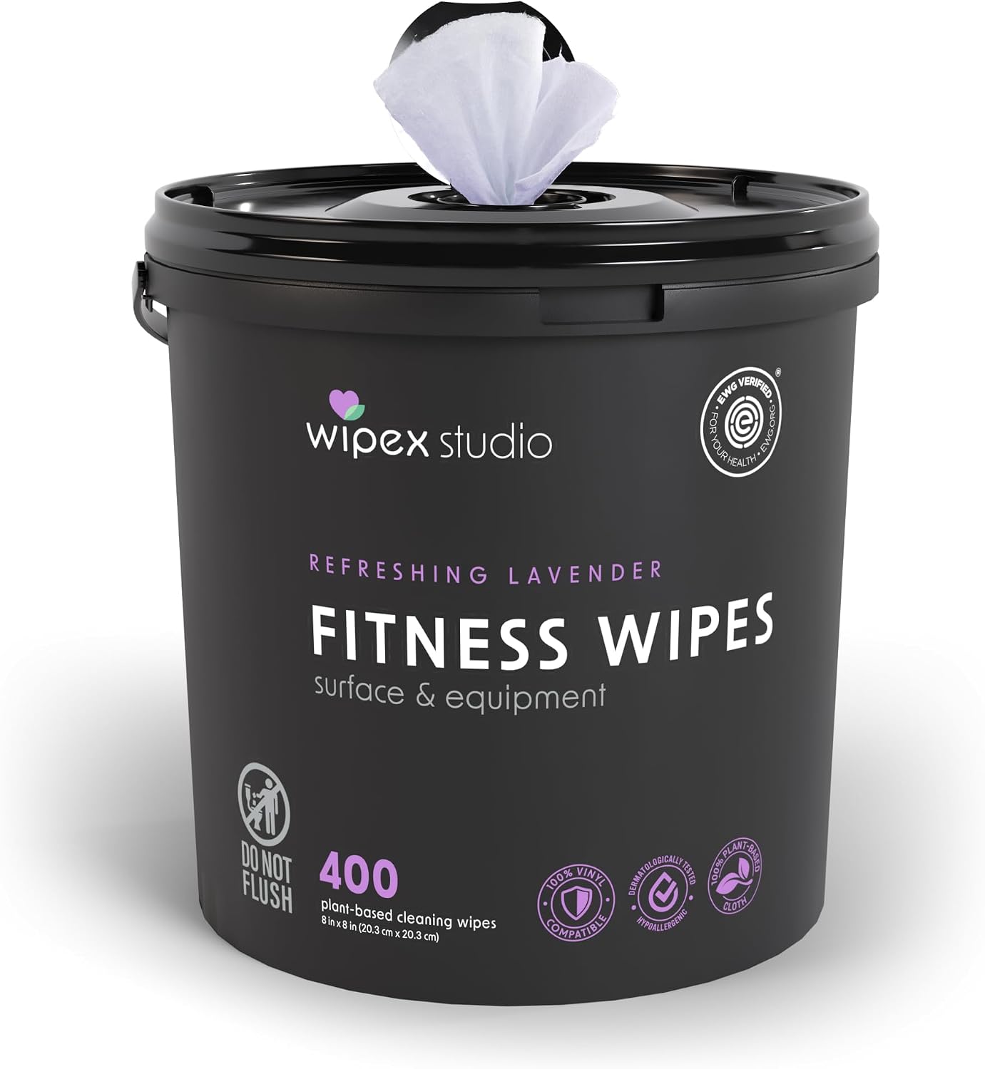 Wipex Gym Wipes - Natural Fitness Equipment Wipes, EWG Verified, Plant-Based Cloth with Lavender & Vinegar, All-Purpose Cleaner - Safe on Peloton Bikes & Yoga Mats, 400 Count