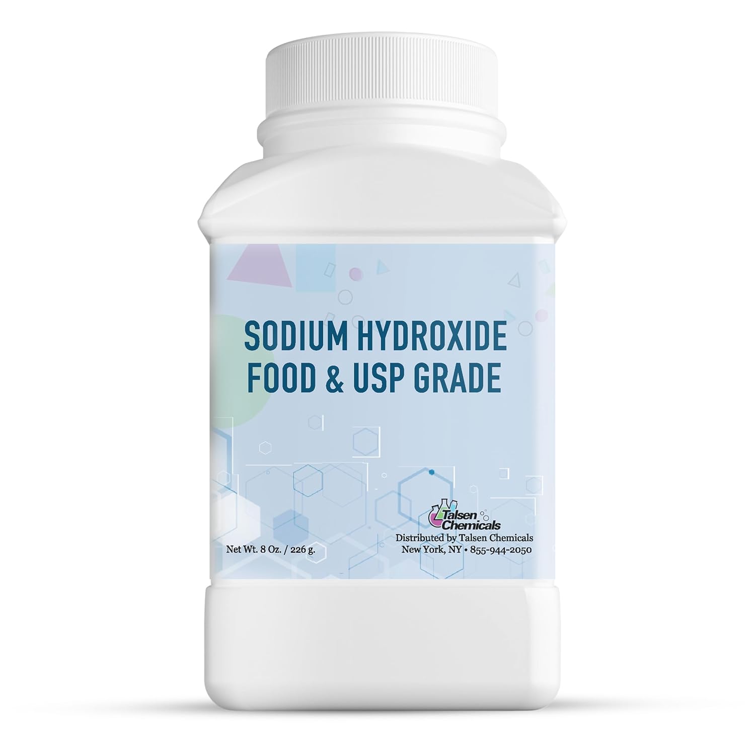Sodium Hydroxide (8 Ounce / 226 Grams) Sodium Hydroxide (Lye, Caustic Soda) Food and USP Grade for Soaps and Detergents, Water Treatment, Cleaners for Food Prep by Talsen Chemicals