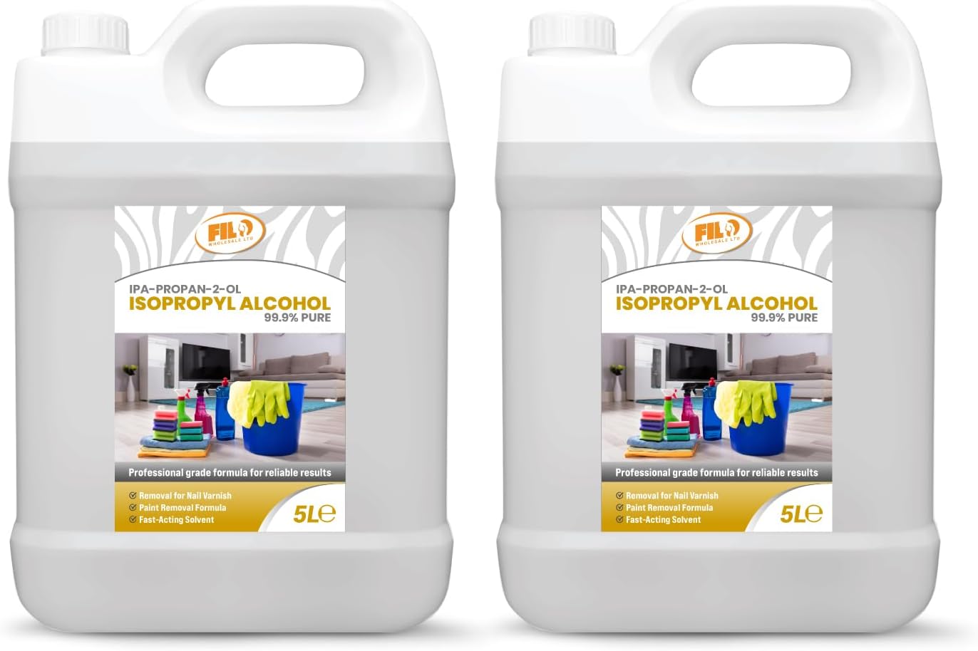 FILO Isopropyl Alcohol 99.9% Pure 2x 5L | Lab Grade IPA | Rubbing Alcohol for Cleaning and Disinfecting | Isopropanol Alcohol Solvent for Electronics, Windows, Glass, Appliances and More
