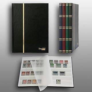 Prophila Small Stamp Album (New) 16 White Sides, Black Cover