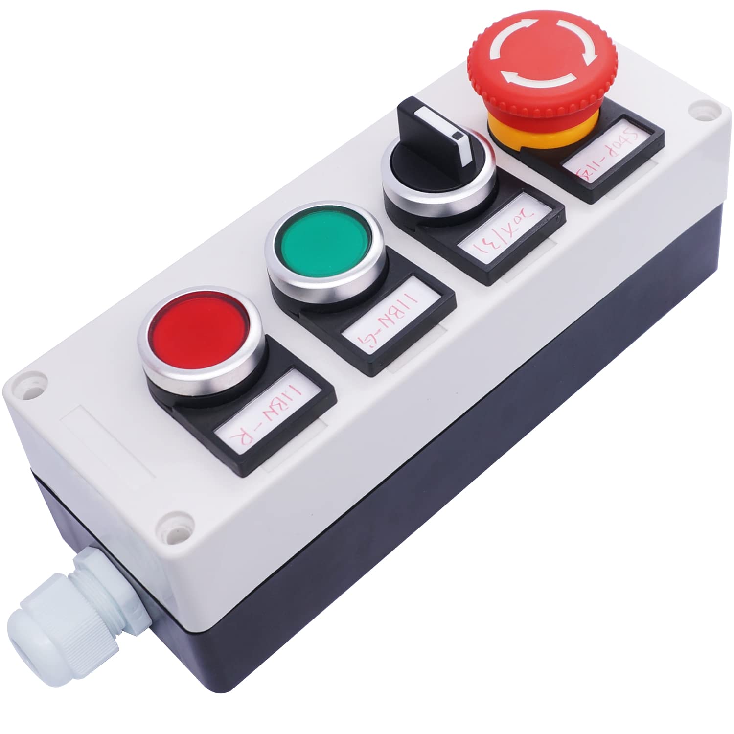 Taiss Emergency stop switch, selector switch, Red and Green push button switches combination box 10A 440V meet your diversified needs for Industrial Electrical control HZ-11ZS-20X-GR