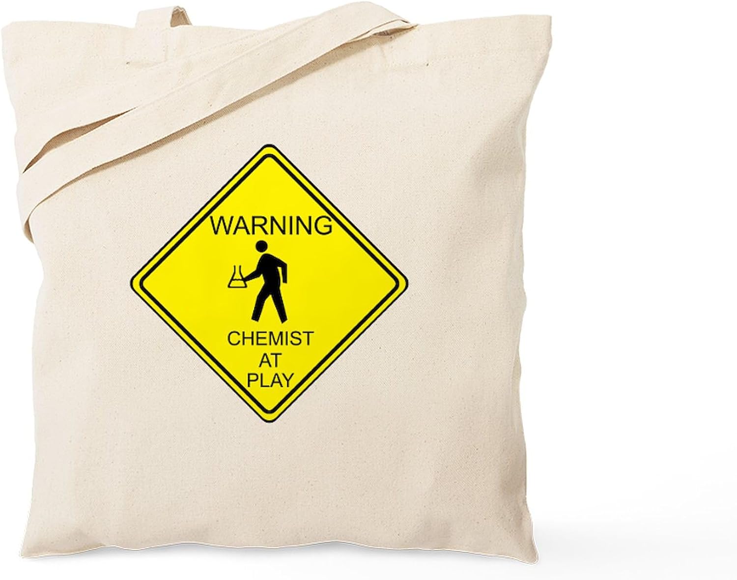 CafePress WARNING Chemist At Play Tote Bag Natural Canvas Tote Bag, Reusable Shopping Bag