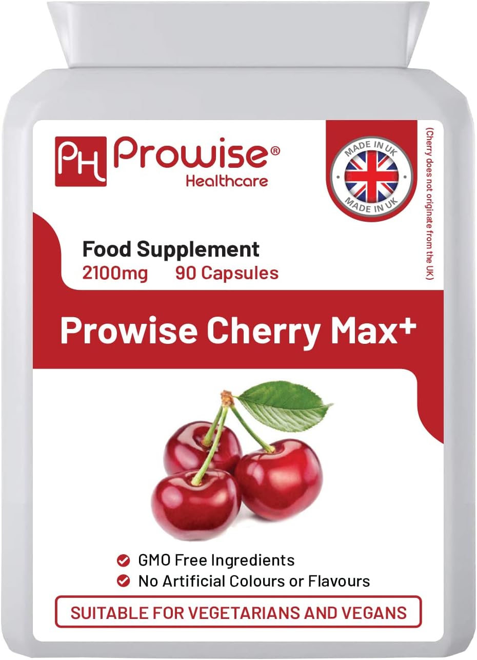 Montmorency Cherry Capsules 2100mg - 90 Vegan Supplements I Prowise CherryMax with 1500MG Montmorency Cherry & 600MG Black Cherry I Tart Cherry Capsules I Made in The UK by Prowise Healthcare