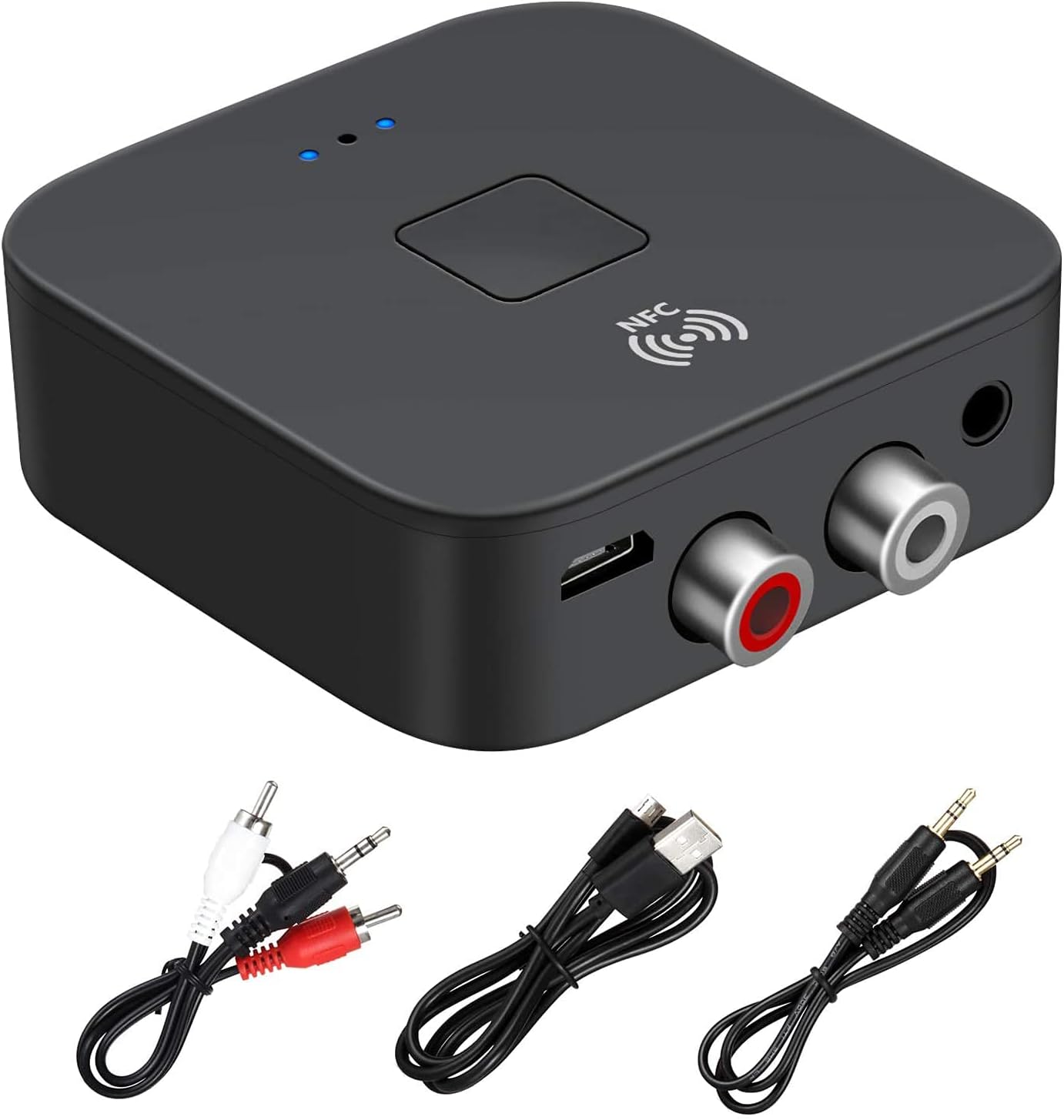 5.0 Bluetooth Audio Receiver Adapter，NFC Wireless Bluetooth Extender,3.5mm AUX or RCA Input Speaker,Amplifier, Car Audio,Headphone,Home Stereo Theater System,Stereo Audio Component Receivers
