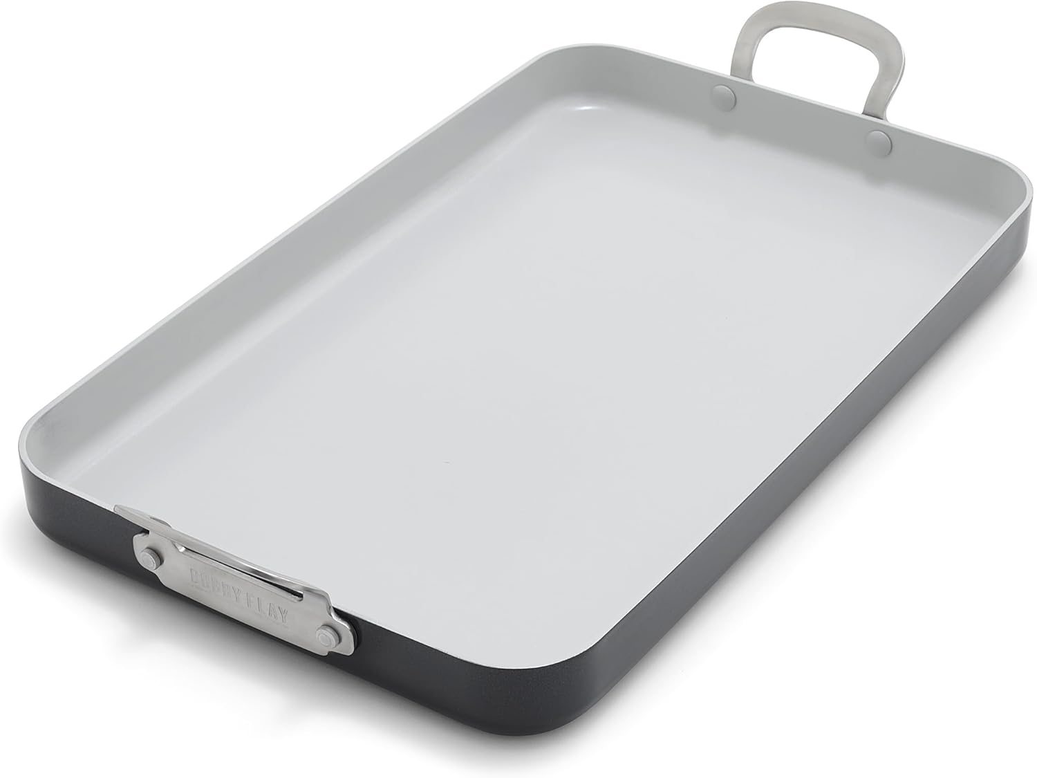GreenPan x Bobby Flay 18" x 11" Double Burner Griddle Pan, Ceramic Nonstick PFAS-Free, Stainless Steel Handles, Stovetop Cooking, Dishwasher Safe, Oven & Broiler Safe Cookware, Graphite
