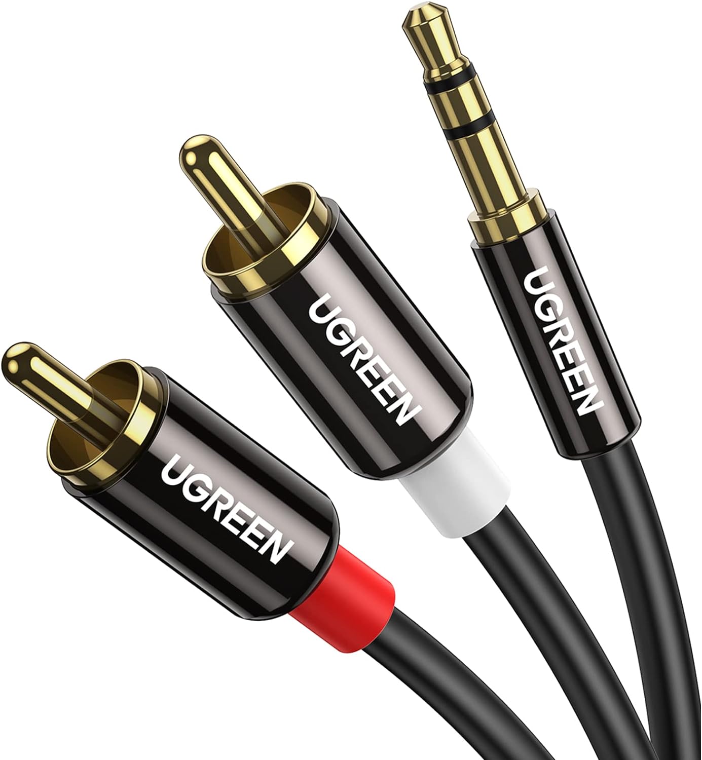 UGREEN 3.5mm to RCA Cable, 6.6FT RCA Male to Aux Audio Adapter HiFi Sound Headphone Jack Adapter Metal Shell Y Splitter Auxiliary Cord 1/8 Connector for Phone Speaker MP3 Tablet HDTV