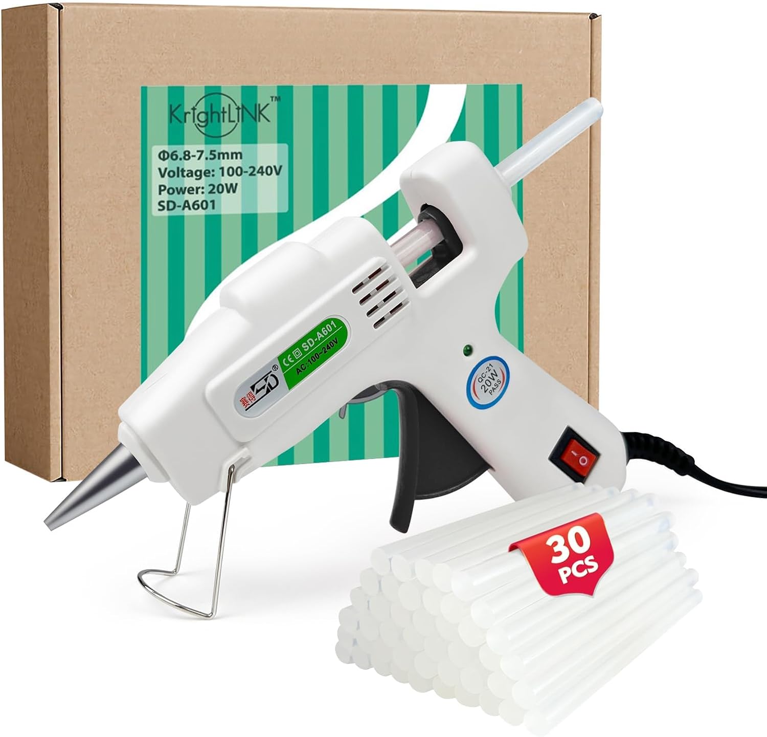 Hot Glue Gun Kit with 30 Glue Sticks, Fast Preheating Hot Melt, High Temp for School Crafts DIY Arts and Quick Home Repairs (20w)